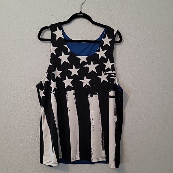 Reversible American Flag Tank Top~ Reverse side B&W OS (22" Chest) - Picture 5 of 8
